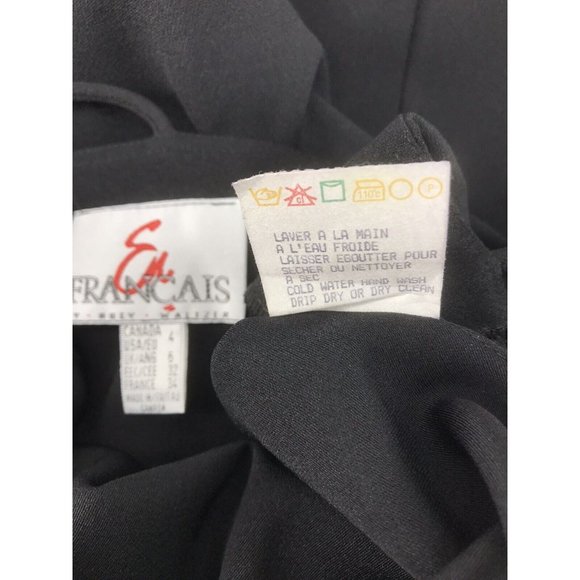 En Francais Cocktail Formal Dress 4 Backless Black Bead Fringe Spaghetti Straps - Picture 10 of 11